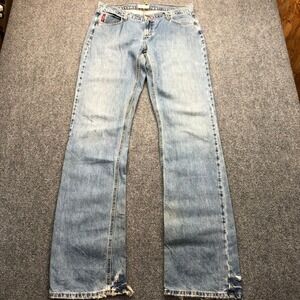 Vintage X-Large Jeans Light Wash Distressed Bootcut Denim Mens 35x36